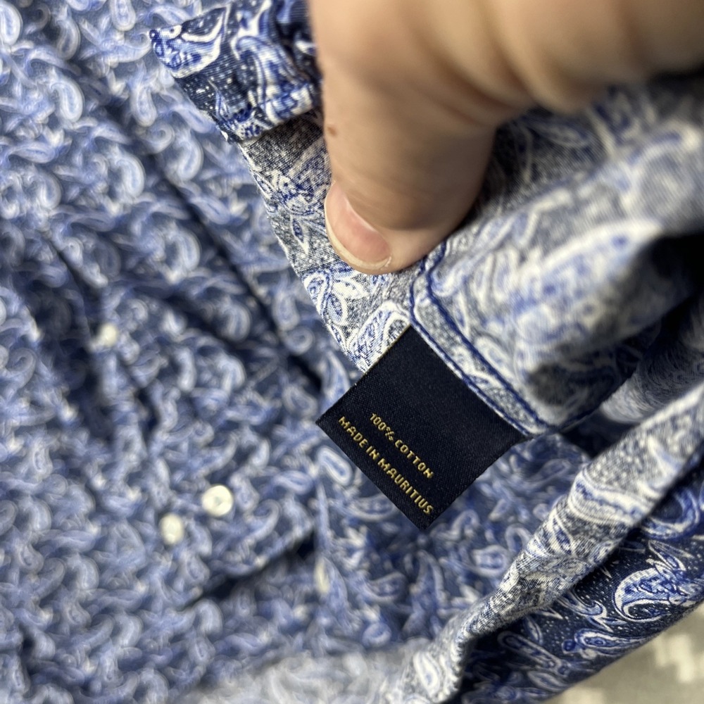 Cremieux Premium Denim Shirt Mens XLT Paisley Stretch Button Flip Cuff - Picture 7 of 12